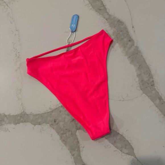 Cupshe NWT Hot Pink High Cut Cheeky Bikini Bottom Womens Medium Neon Pink Summer - Picture 2 of 4
